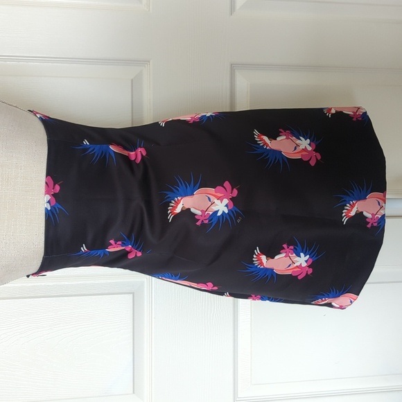 Elegant Black Parrot Print Dress - Picture 4 of 7